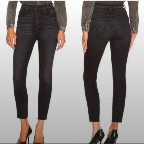 Mother The Pixie Swooner Ankle Fray in Thunder Road Jeans Size 29- Revolve - Picture 1 of 11